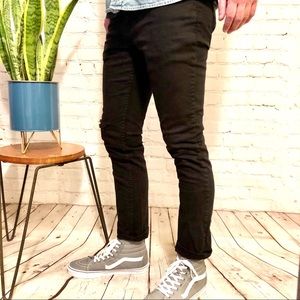 RSQ Seattle Skinny Taper Black Ripped Jeans
